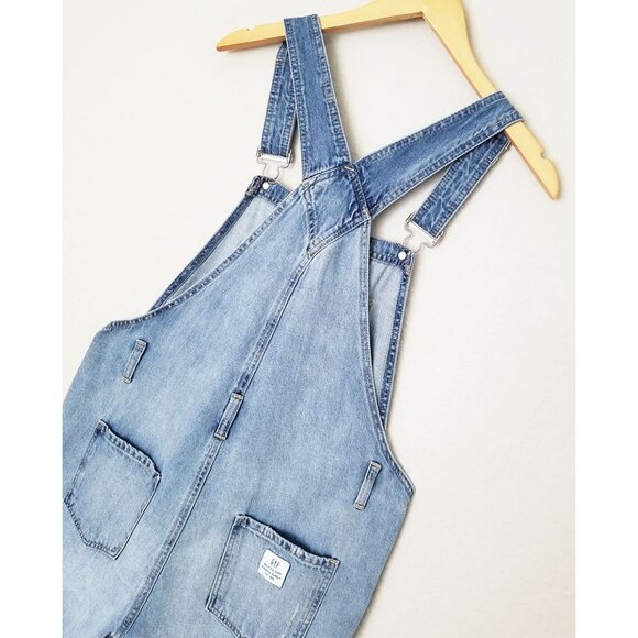 GAP Light Blue Jean Shorts Overalls - Picture 12 of 16
